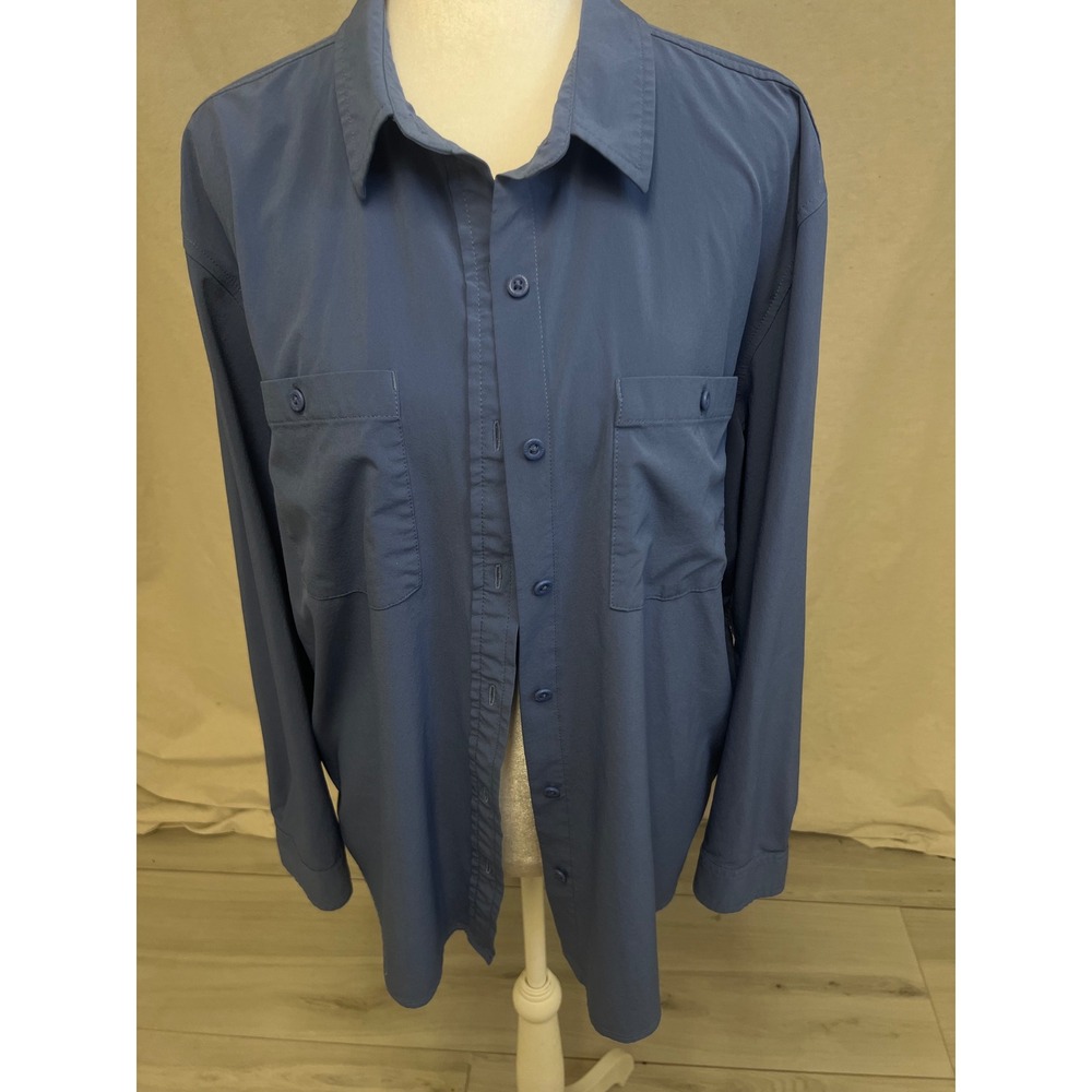 Eddie Bauer Hiking Button Down Blue Sz XL Modern Classic Fit Outdoors Gorpcore